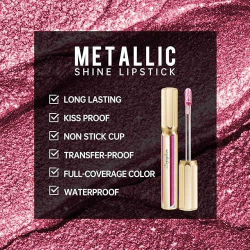 Image of Burgundy Lipsticks for Women Dark Purple Metallic Lipstick Long Lasting