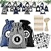 24 calendriers de l'Avent à remplir, sacs cadeaux de Noël avec cordon de serrage, 2021, calendrier de Noël, sacs cadeaux, remplissage en tissu (bleu + gris + noir)