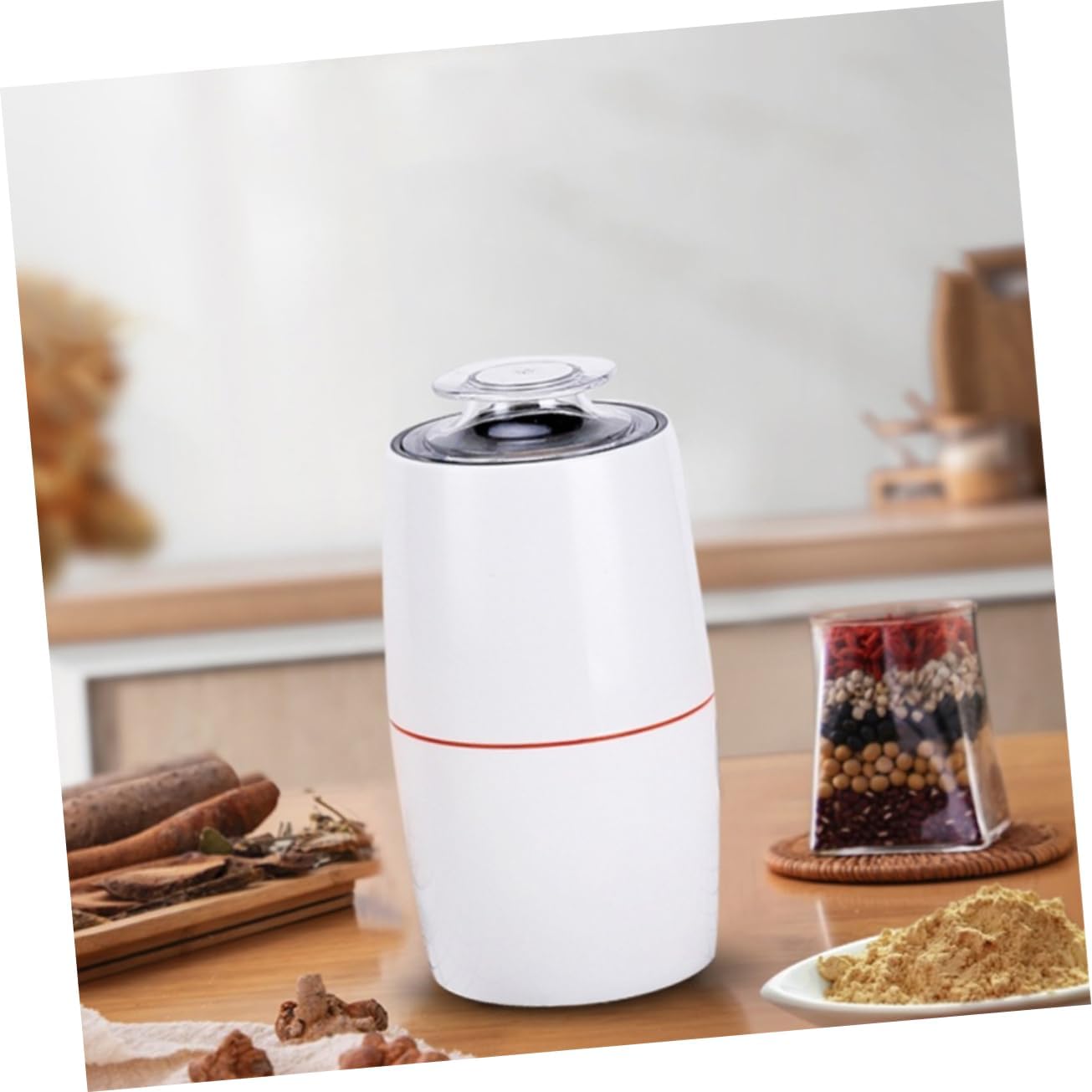 1pc Electric Coffee and Grain Mill Household Grinder for Dry Ingredients Design Skid Base Voltage for Coffee Beans and Grains