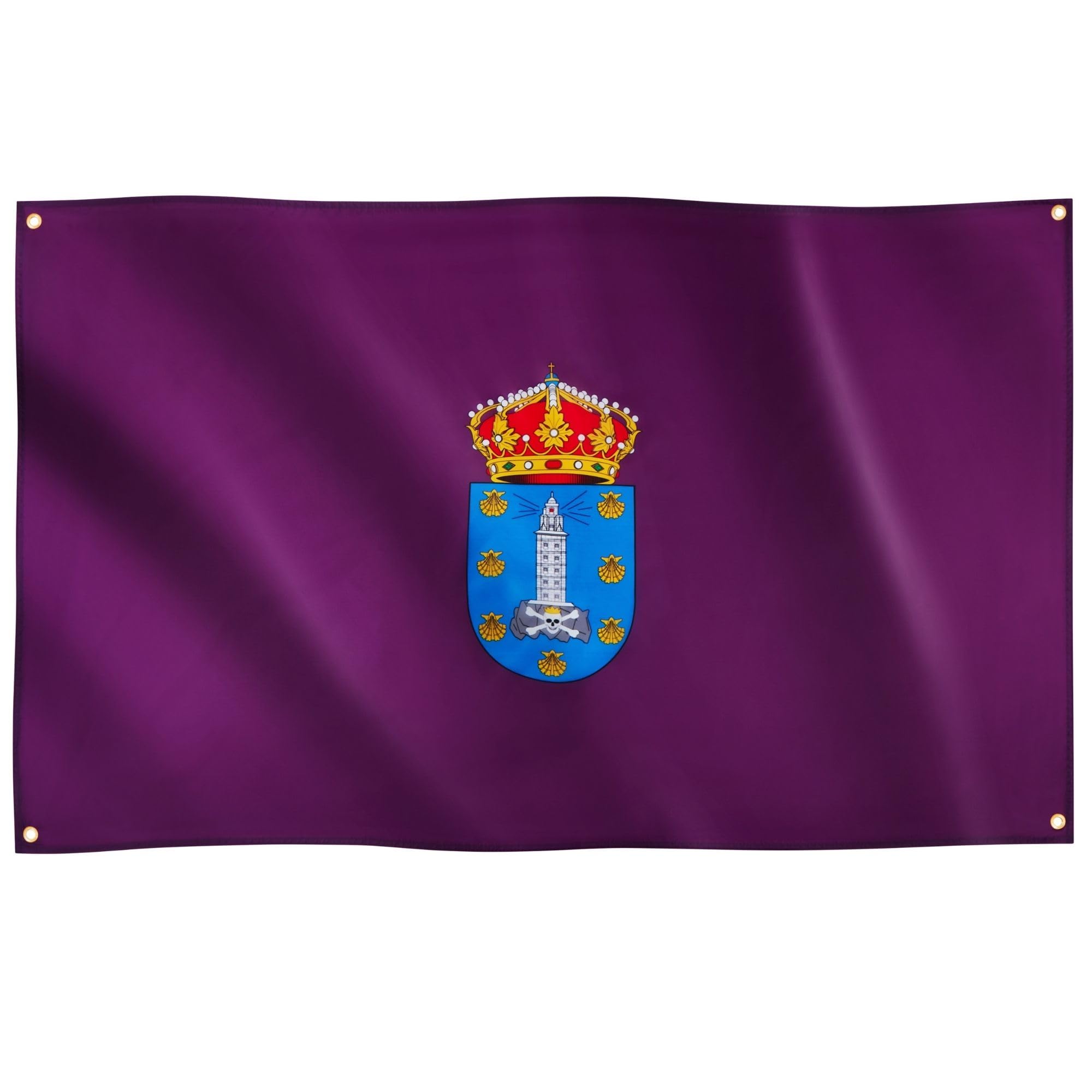 Runesol A Coruña Flag, 91x152cm, 3ft x 5ft, 4 Grommets, Eyelet In Every Corner, Spanish Regional Flag, La Coruna