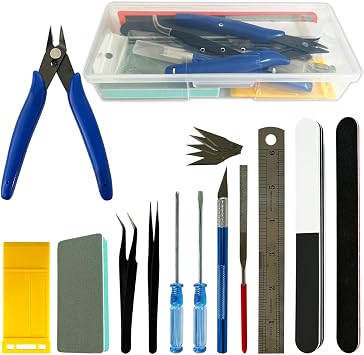 17 Pcs Model DIY Tool Kit, Modeler Basic Craft Tool Set, Dollhouse Miniature Hobby Building or Handmade Hobby Craft Tools Set
