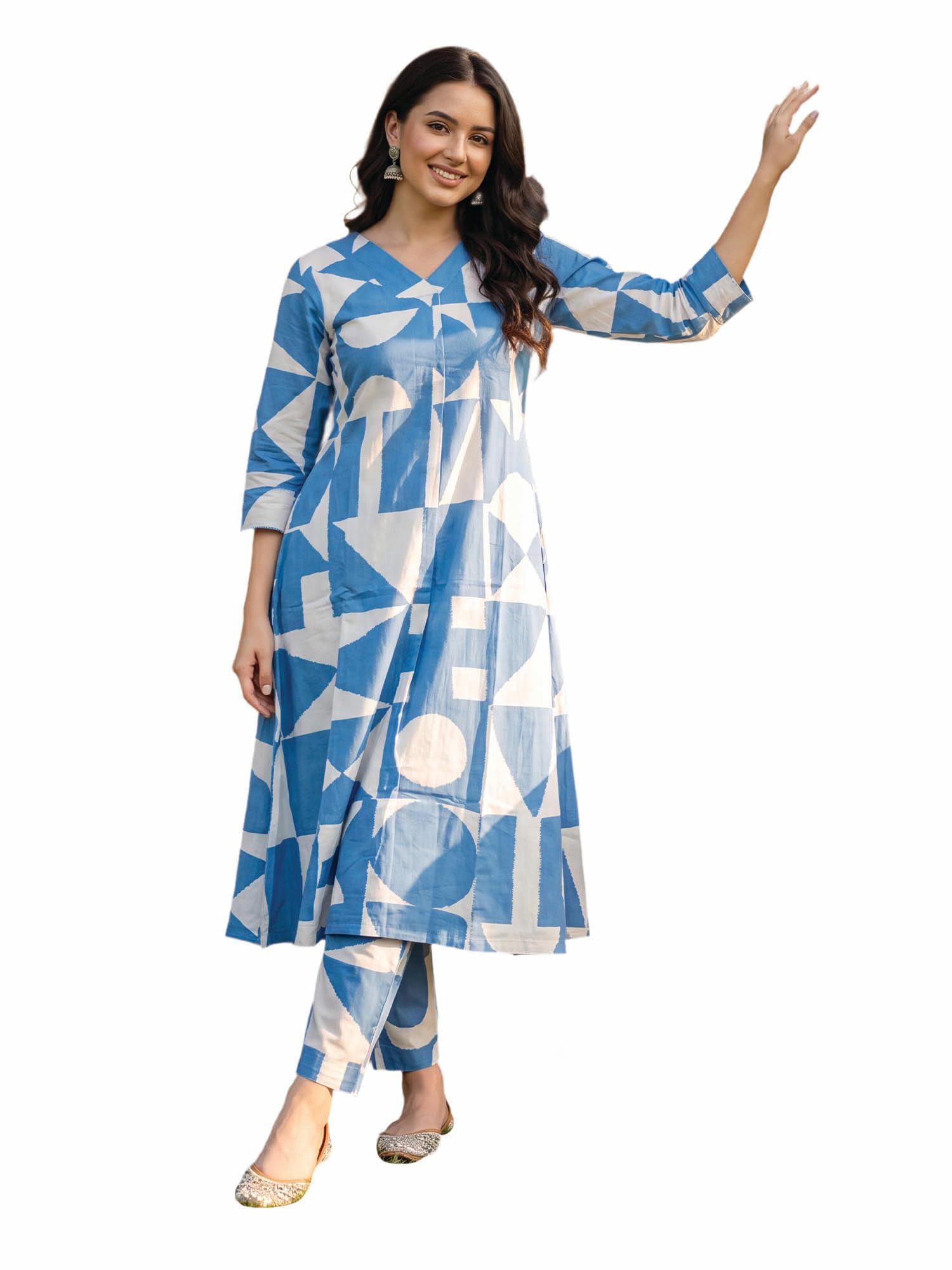 Women Pure Cotton Colourblocked Printed Kurta & Pant Set |Cord Set For Women Cotton-image-31