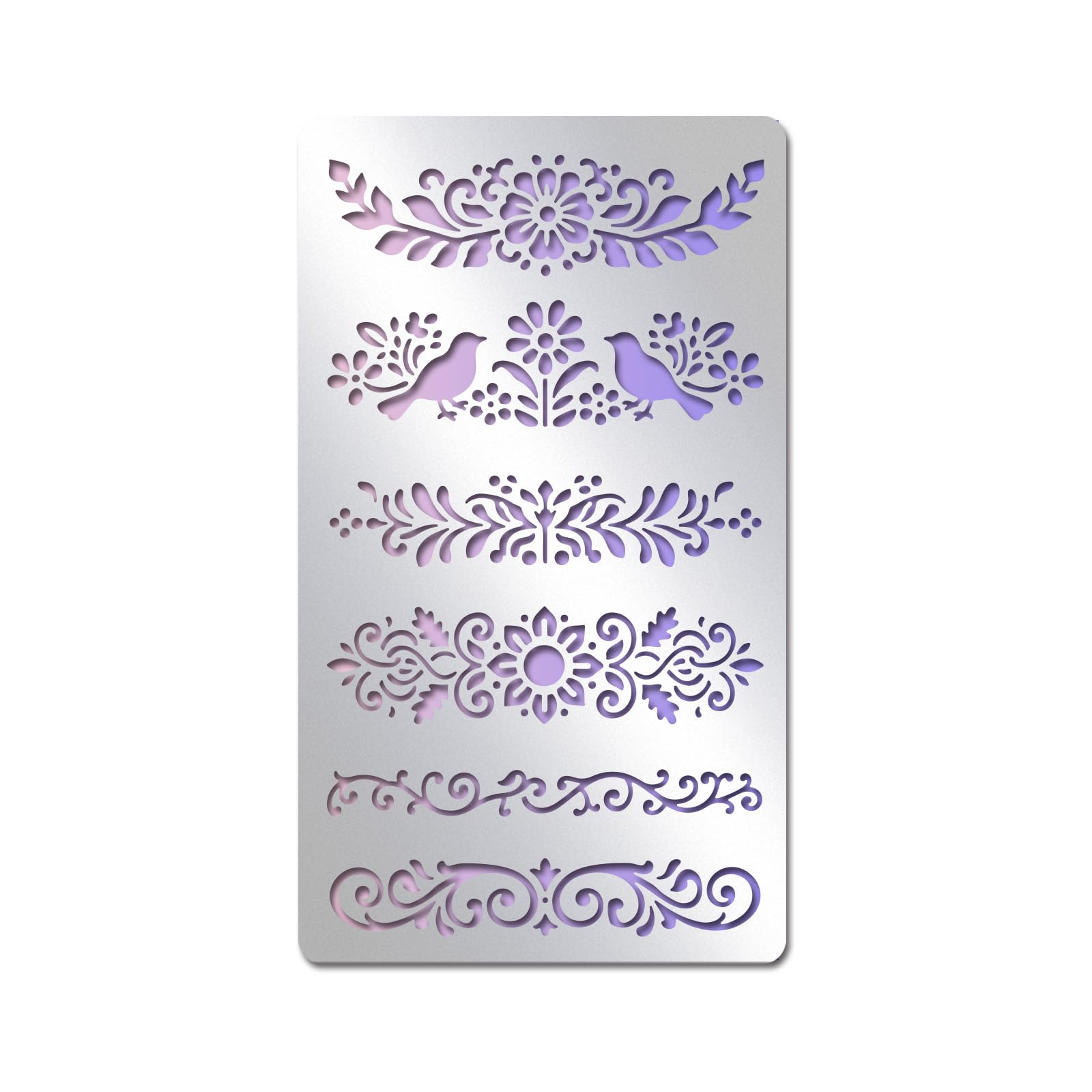 INFUNLY Vintage Floral Border Metal Stencil 4x7in Stainless Steel Stencils Flower Trim Reusable Scrapbooking Metal Stencils Lace Edge Sign Painting Stencil for Wood Burning Carving Engraving