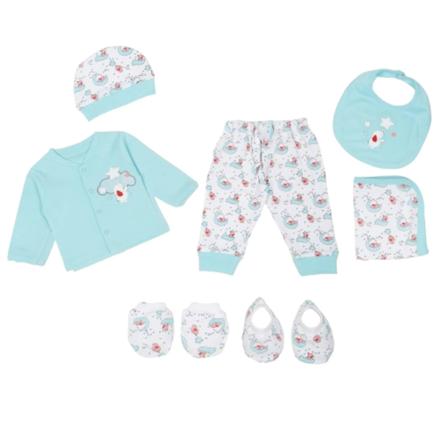 9-in-1 Newborn Baby Gift Set – Buttery-Soft T-Shirt, Pajama, Cap, Bib, Mittens, Booties, Napkin | Made with 100% Pure Soft Cotton | Unisex Essentials for 0-6 Months-image-16
