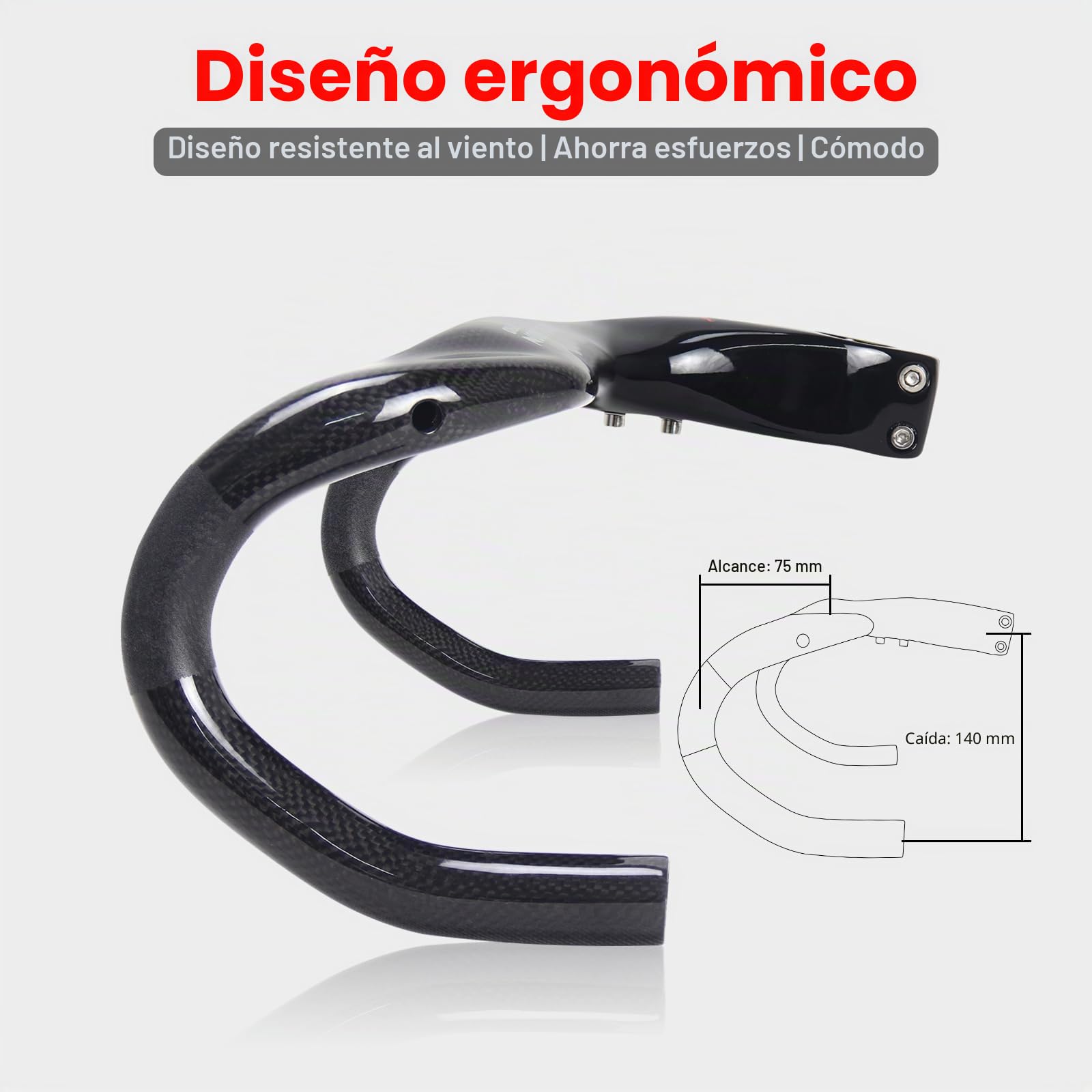 RXL SL 1-1/8" Manillar de bicicleta de carreras de fibra de carbono Enrutamiento interno 3K mate 400 x 100 mm