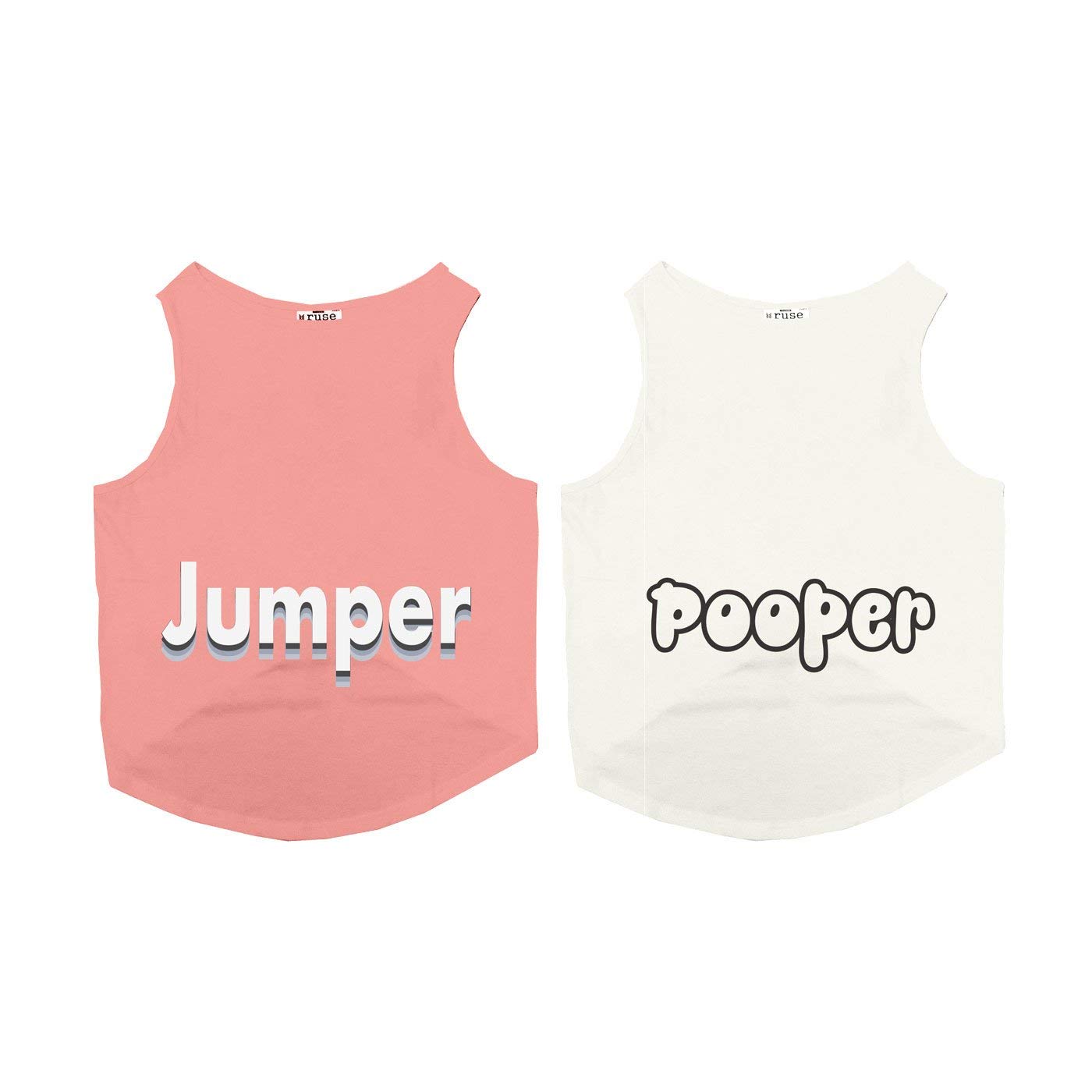 Ruse Set of 2 Summer Dog T-Shirt Jumper & Pooper Printed Pets Round Neck Sleeveless Combo Vest Tank/Tees/Apparel/Clothes for Dogs Salmon/White/Medium (Chubby Pugs, Beagle etc.) (B08ZDL9DV6) Amazon Price History, Amazon Price Tracker