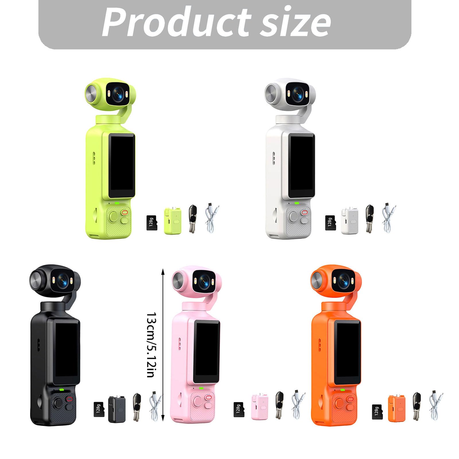 Action Camera portatile 1080P con lente rotante e anteriore, nero
