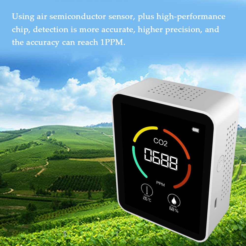 Miernik CO2 5 w 1 Detektor dwutlenku węgla Monitor jakości powietrza w pomieszczeniach BT APP Tester czujnika temperatury i wilgotności Detektor HCHO do samochodu domowego biura (biały 3 w 1)