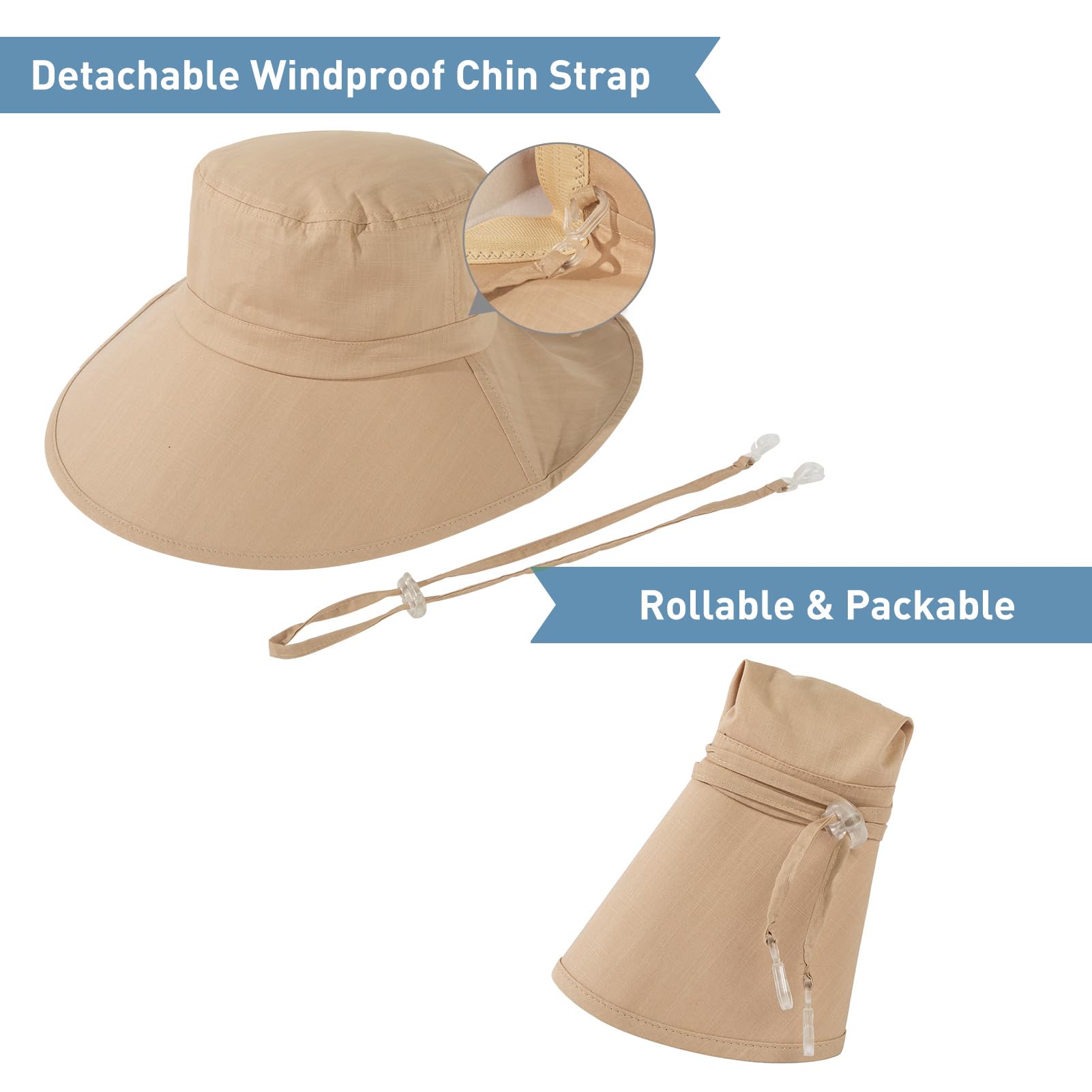 TOP-EX XL/XXL, cappello da sole da donna, in cotone, UPF 50+, protezione solare, cappello estivo con protezione per il collo, per donna, tesa larga, cappello da giardino pieghevole