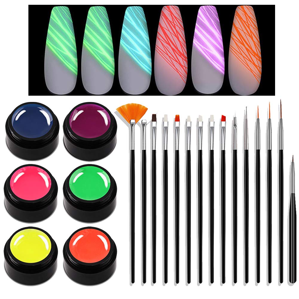 Amazon.com: DAGEDA Glow in The Dark Spider Gel, 6 Boxes Colors Luminous  Neon Series Color Painting with Gel Paint Design Nail Art Wire Drawing Gel  Line for Nail Art Decorations : Beauty