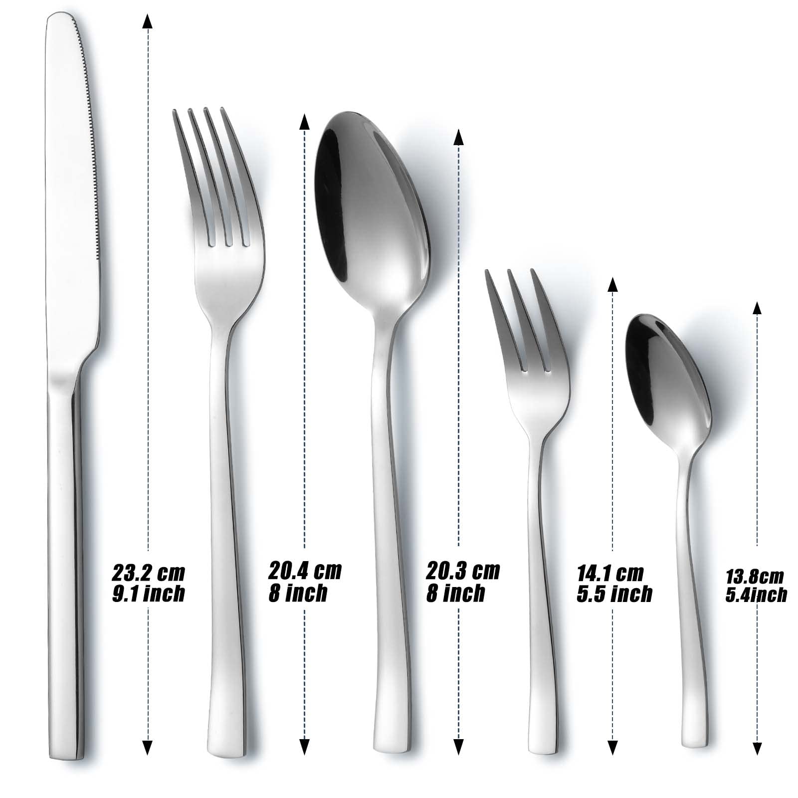 Besteck Set 12 personen, Hunnycook 60-teilig Edelstahl Essbesteck mit Gabel Löffel Messer, Besteckset für Hause Restaurant Im Freien, Hochglanzpoliert, Spülmaschinenfest