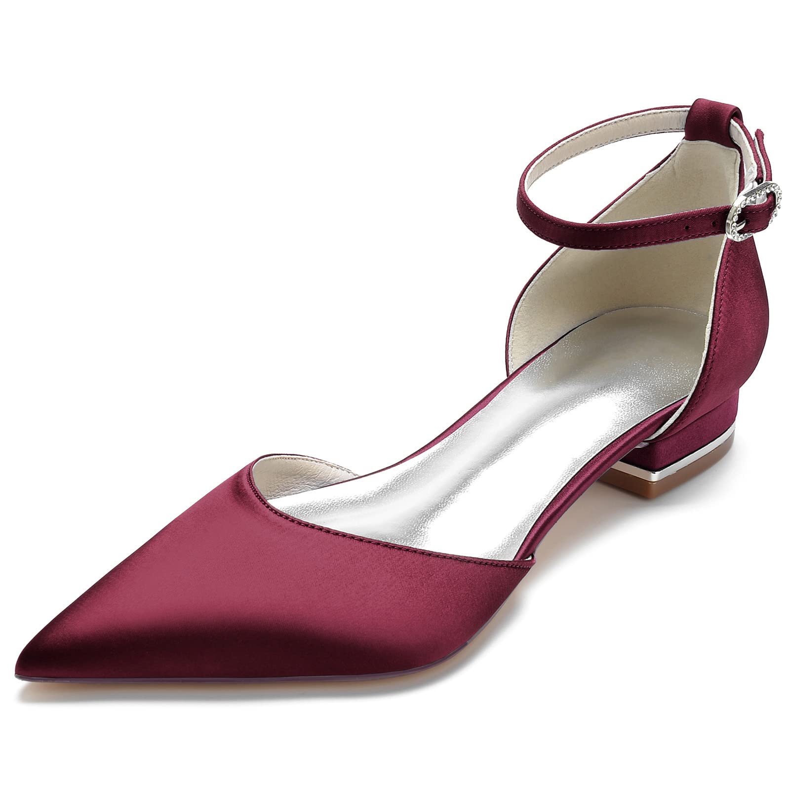 Scarpe col Tacco Donna, Sandali con Tacco e Plateau Moda Punta Appuntito Estivi Scarpe, Tacco Basso Scarpe Cinturino alla Caviglia, Scarpe da Sposa con Plateau Tacco Largo,Wine Red,37 EU