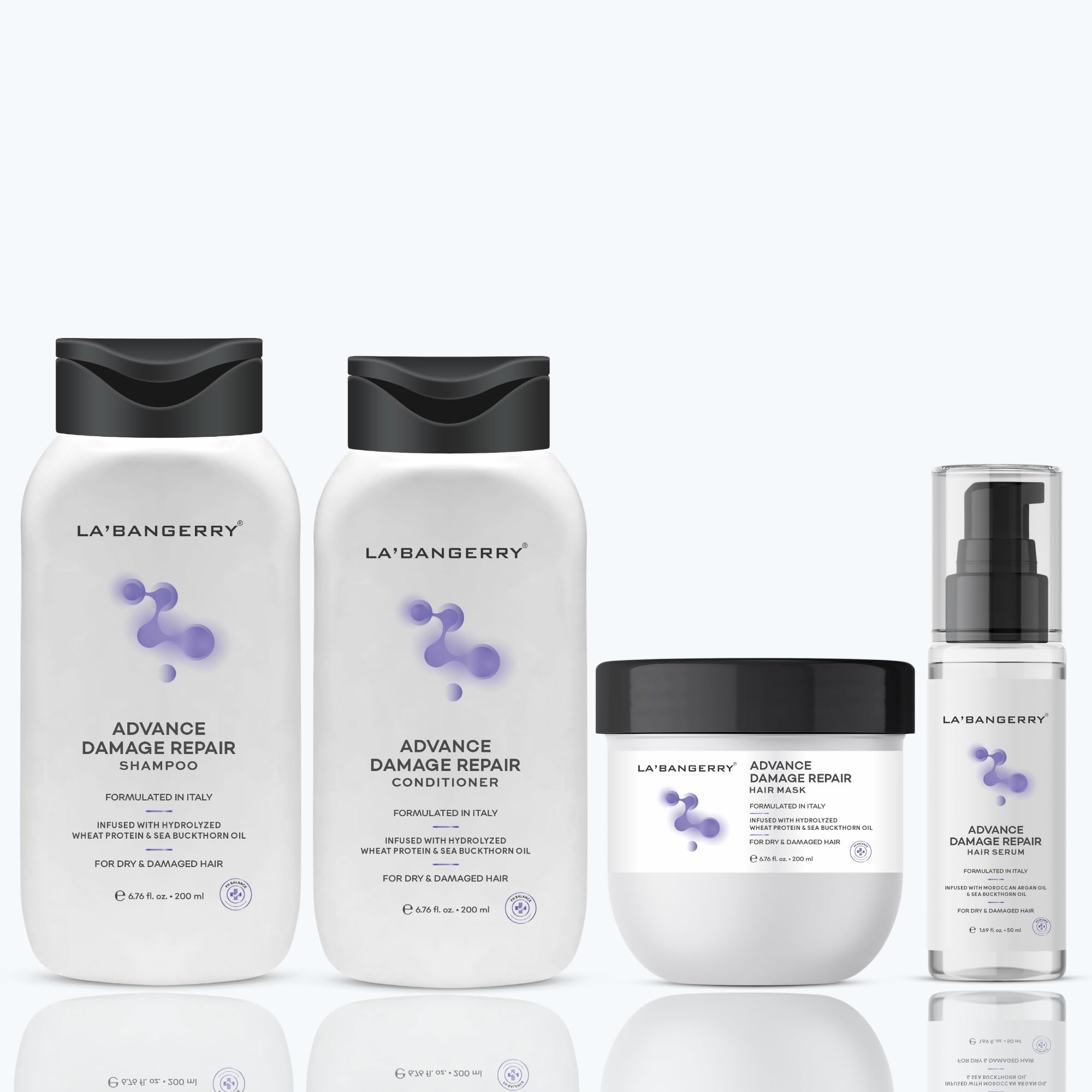 LA’BANGERRY Italy Formulated Advance Damage Repair Hair Care Kit Enriched With Sea Buckthorn Oil, Plant Keratin, Argan Oil & Hibiscus Extract | For Dry & Damaged Hair