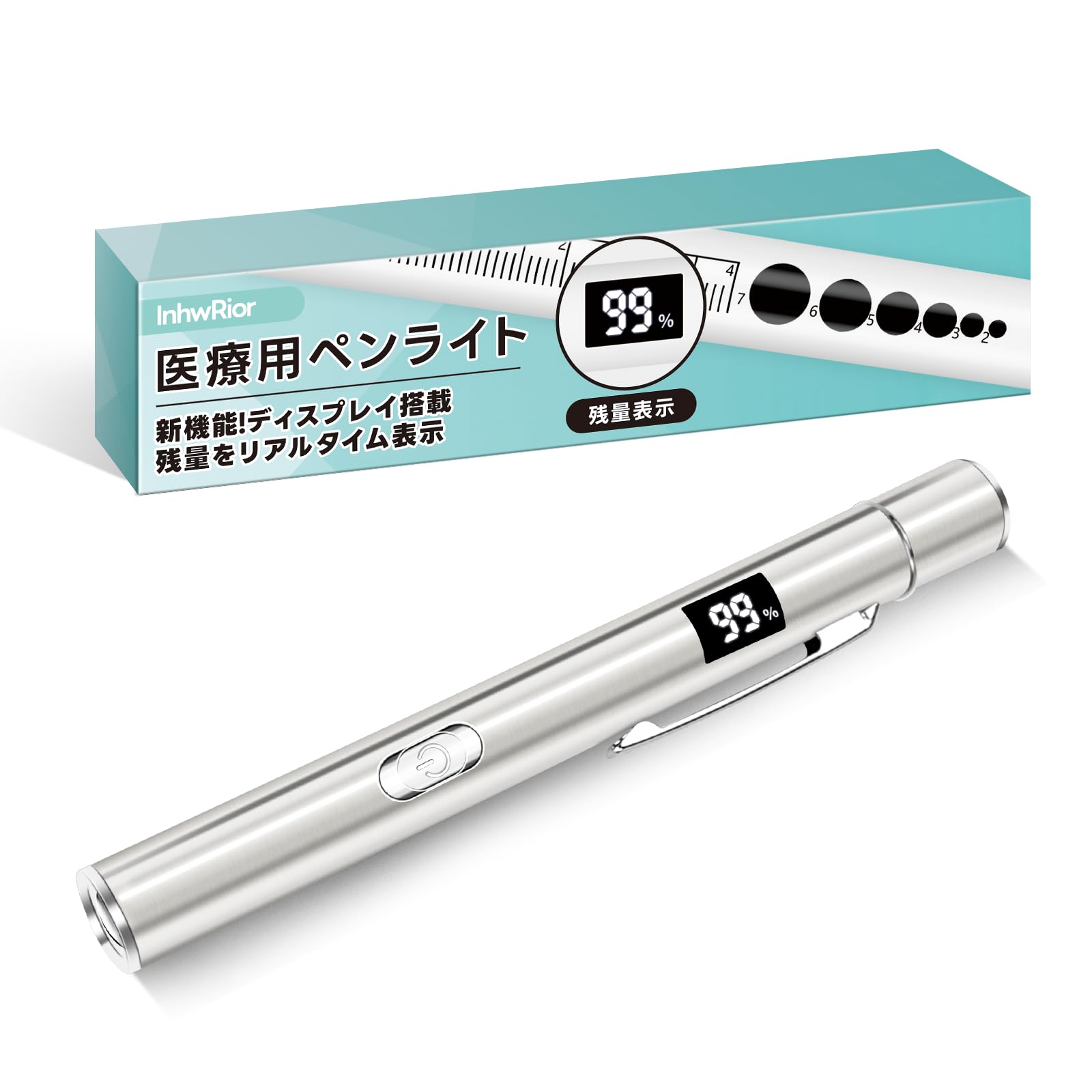 InhwRior 医療用ペンライト 暖色/白色2色LED 小型 軽量 ディスプレ…