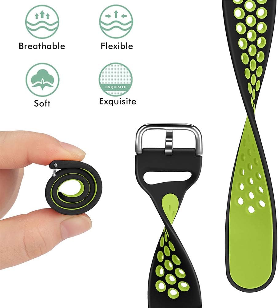 EZCO Sport Bands Compatible with Samsung Galaxy Watch Active 2 40mm 44mm / Active/Galaxy Watch 3 41mm, 20mm Soft Silicone Breathable Watch Strap Replacement Wristband Accessories Women Man