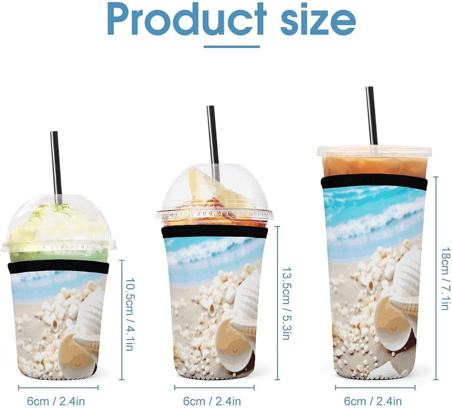 3 Pack Neoprene Cup Sleeves, Stretchy Reusable Drink Cup Cover Universal