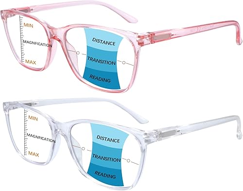 Gafas de lectura progresivas multienfoque con bloqueo de luz azul, lectores de bisagra de resorte para mujeres y hombres (colores mixtos-1, 2.0,
