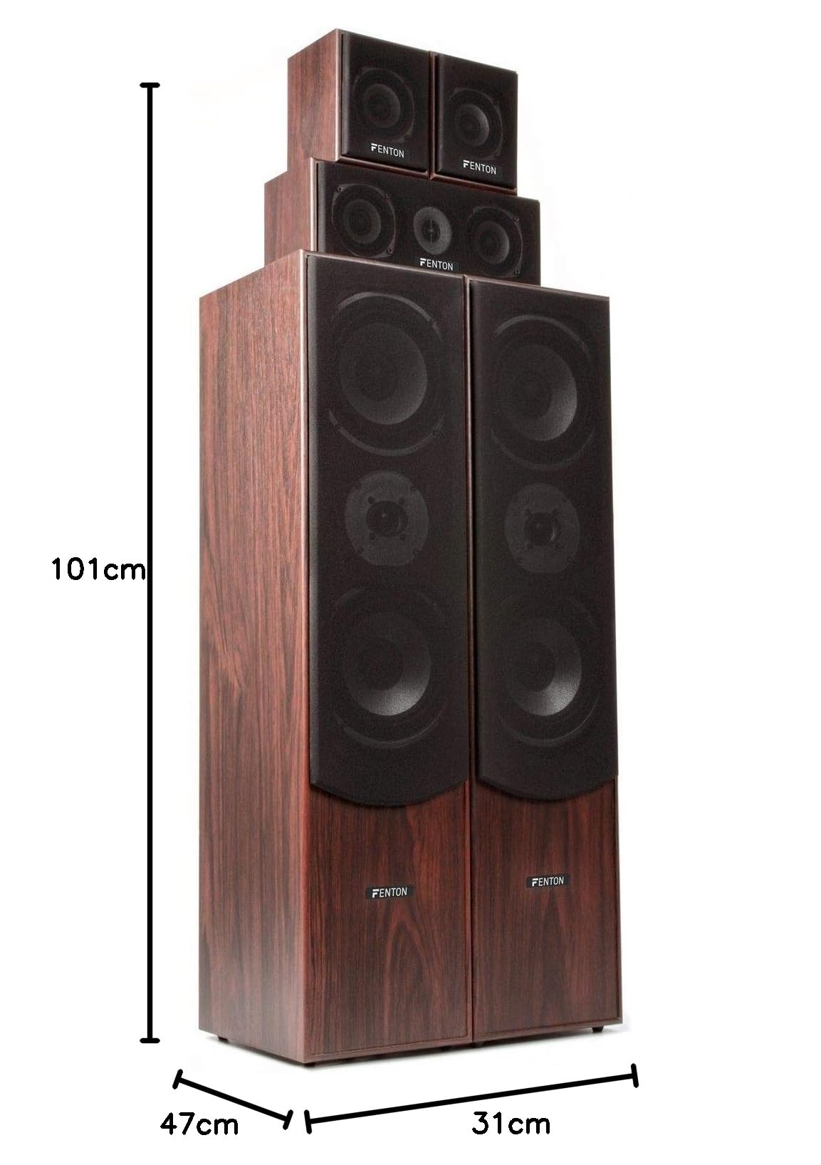 Fenton HF5W 5.0 Surround Sound System 1150 Watt Heimkino Musikanlage Nussbraun