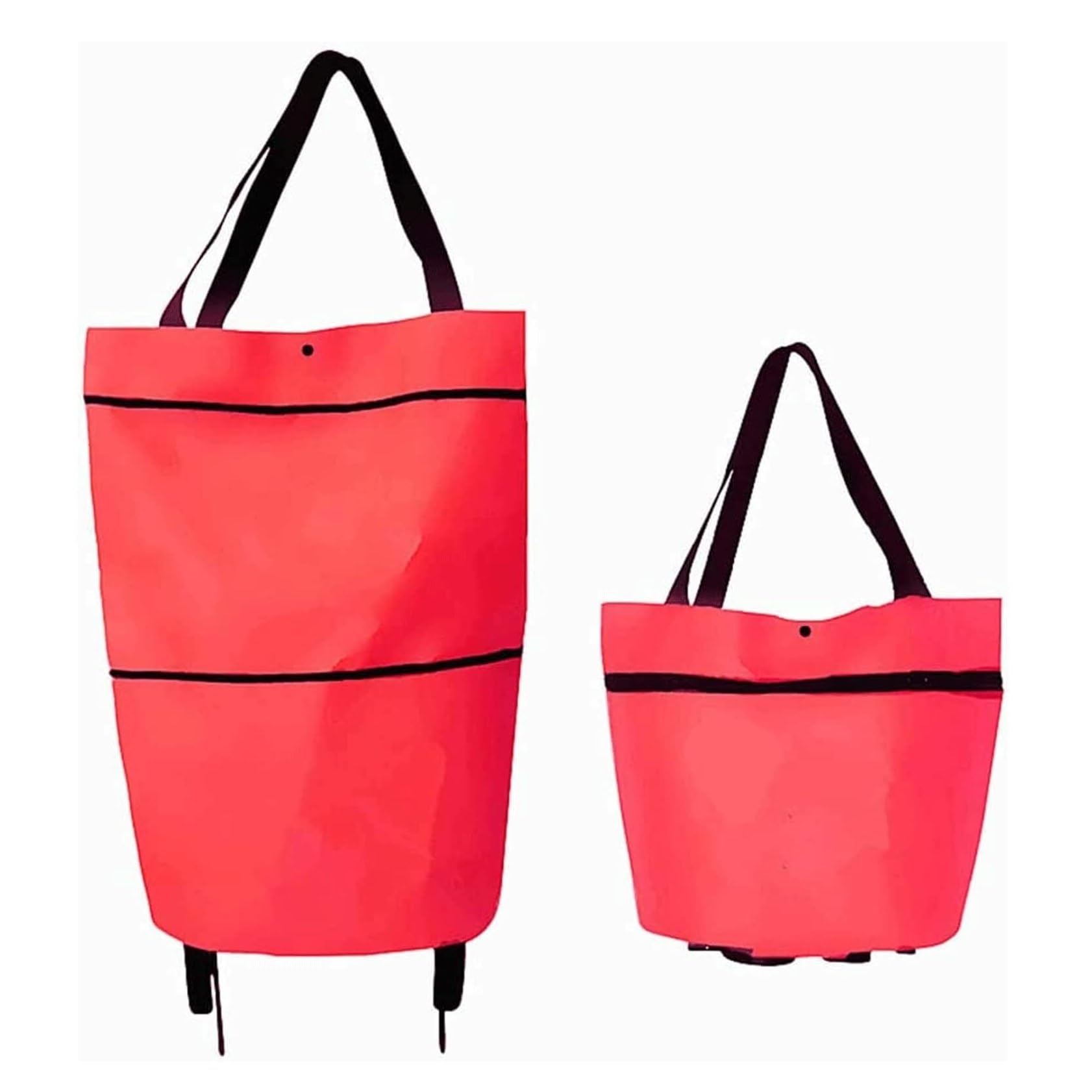 GPDNBIEU Shopping trolleys, With Wheels 2 in 1 Folding Shopping Bag Cart Grocery(A red)