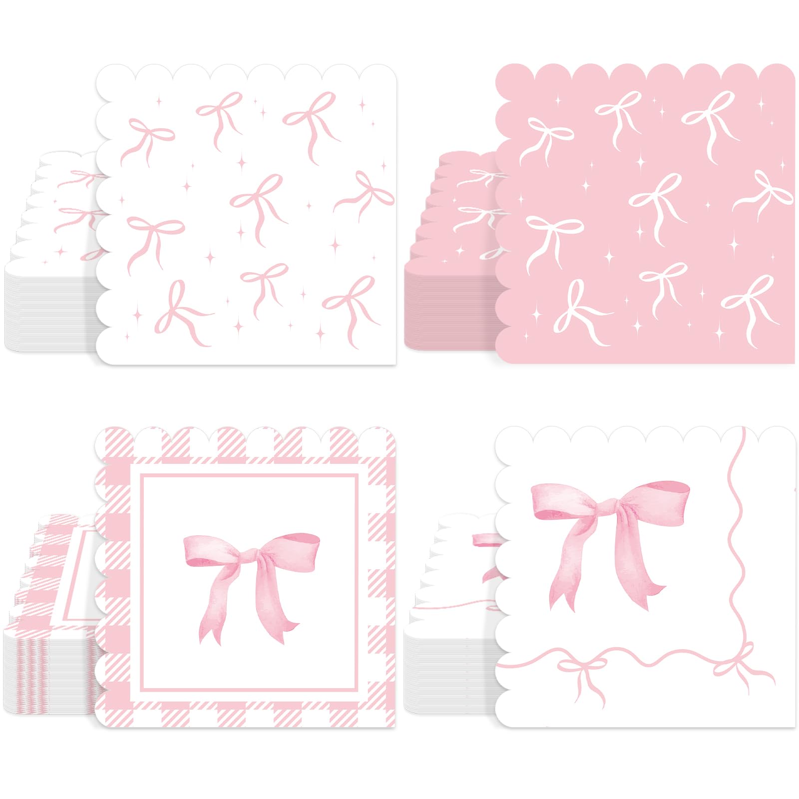 120 Pcs Pink Bow Napkins Birthday Party Decorations Bows Theme Bachelorette Party Supplies Pink Bow Hand Towel Dinner Napkins Parties Decor for Girl
