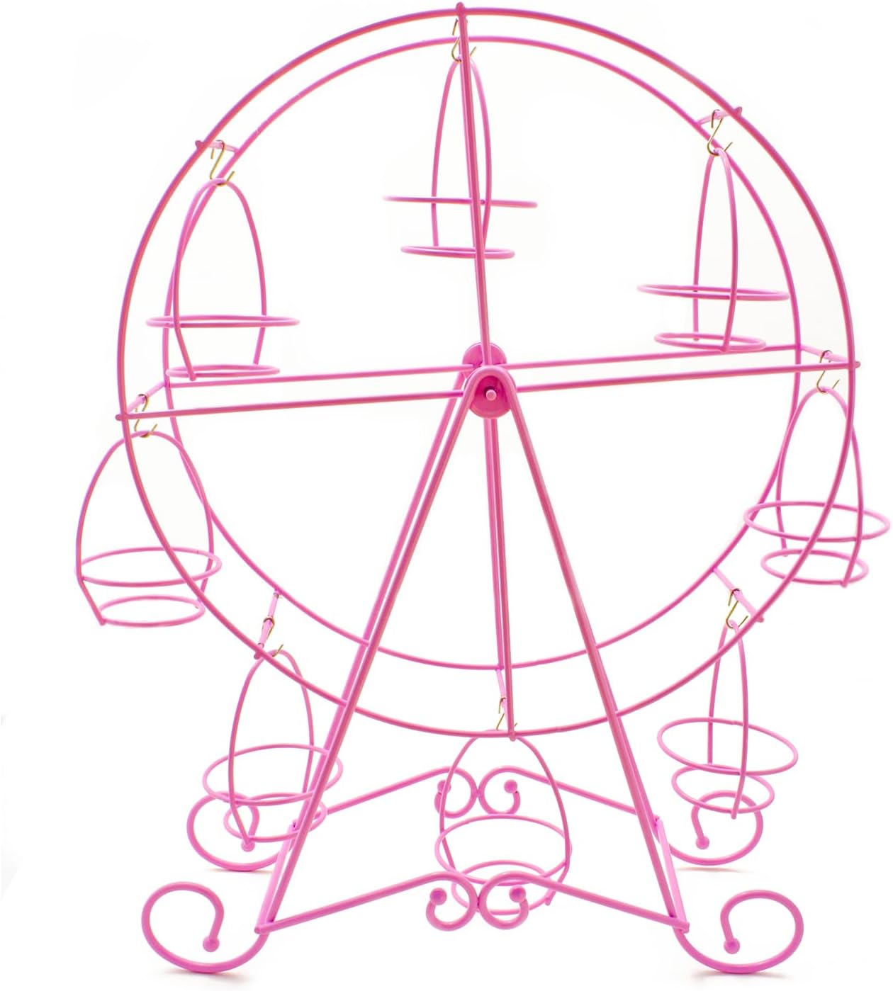 Zoie + Chloe Ferris Wheel Cupcake Stand - Decorative Cupcake Holder for Parties - Spinning Display for Serving Pastry, Treats & Desserts - Easy-to-Clean, Fits 8 Small Cupcakes - 14x4x17, Rose Pink