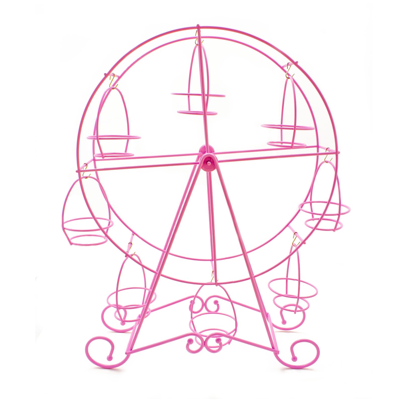 Zoie + Chloe Ferris Wheel Cupcake Stand for SMALL Cupcakes - Decorative Cupcake Holder for Parties - Spinning Display for Serving Pastry, Treats & Desserts - Easy-to-Clean - 14x4x17, Rose Pink