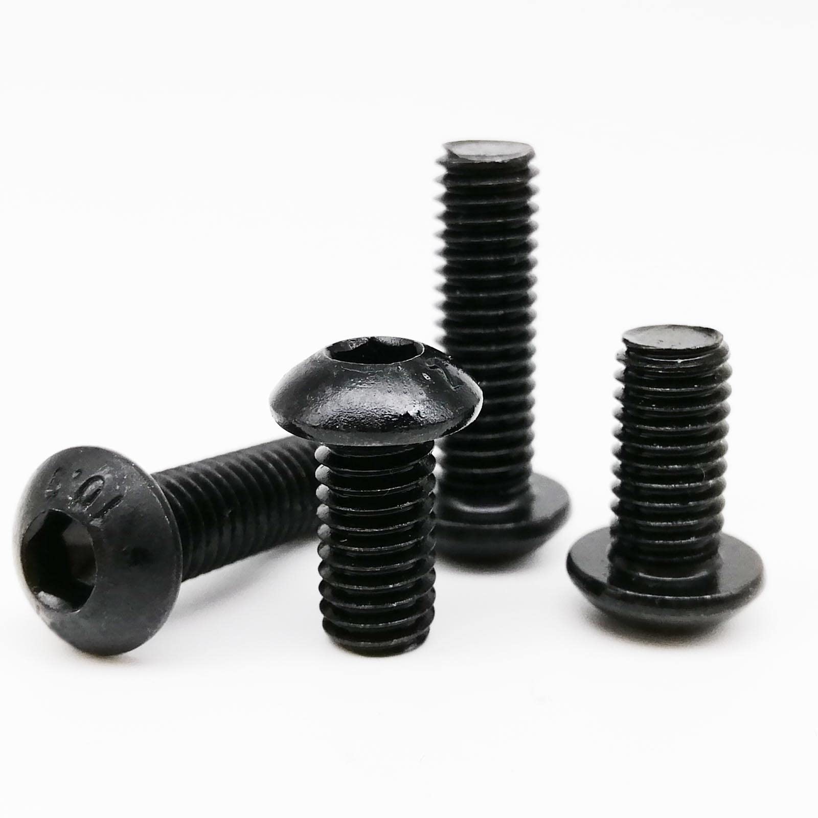 Tornillo Tornillo 5/10/25/50x M1.6 M2 M2.5 M3 M4 M5 M6 M8 Negro Grado 10.9 Acero Hexagonal Botón de Cabeza Redonda Tornillo L = 3-80mm Tornillo de Madera Insertos roscados