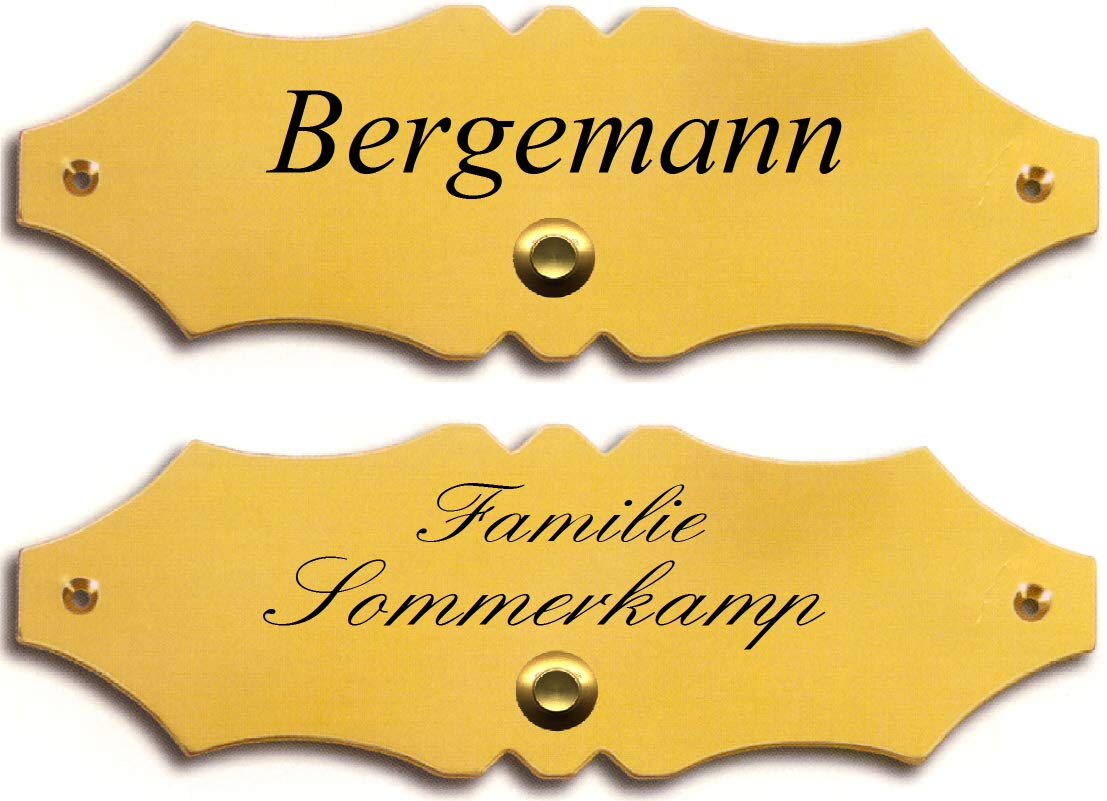 Klingelschild-Namensschild-Türschild-Türklingel-Klingel-Schild-180 x 60 mm-Messing poliert oder matt gebürstet Nr. 13 (Messing poliert mit 1 Zeile Gravur)