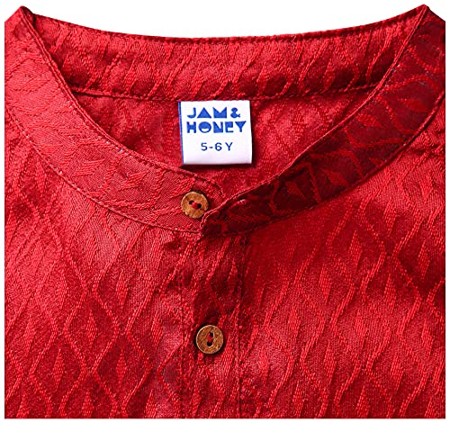 Image of Amazon Brand - Jam & Honey Boy's Cotton Festive Printed Kurta & Pant Set Which Is Both Comfortable And Stylish