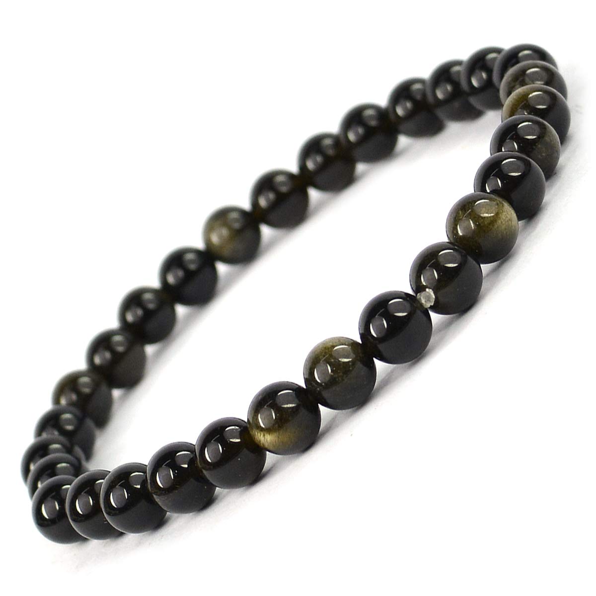 Reiki Crystal Products Natural Rainbow Obsidian Bracelet Crystal Stone 6 mm Bead Bracelet for Unisex