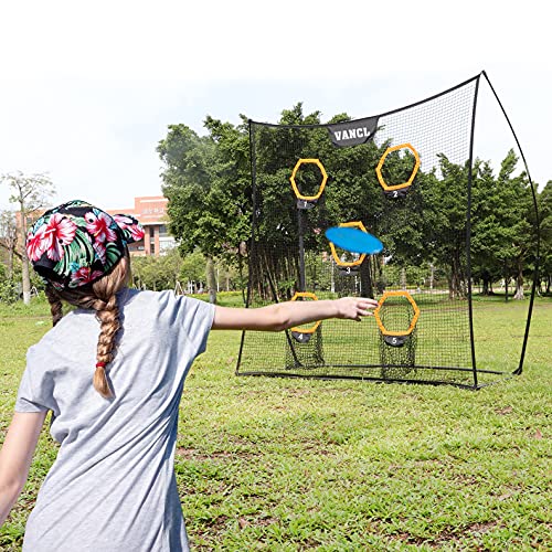 Vancl Football Training Net Portable 7X7Ft Knotless Quarterback Throwing Net For Improving Football Accuracy Throwing With 5 Target Pockets &Carry Bag #TOP5