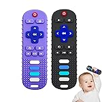 YAPROMO 2Pcs Teething Toys, Baby Remote Toy Teethers, Silicone Toy Remote Teethetr for Infant Toddler Kids/Boy/Girl, BPA Free and Refrigerator Safe