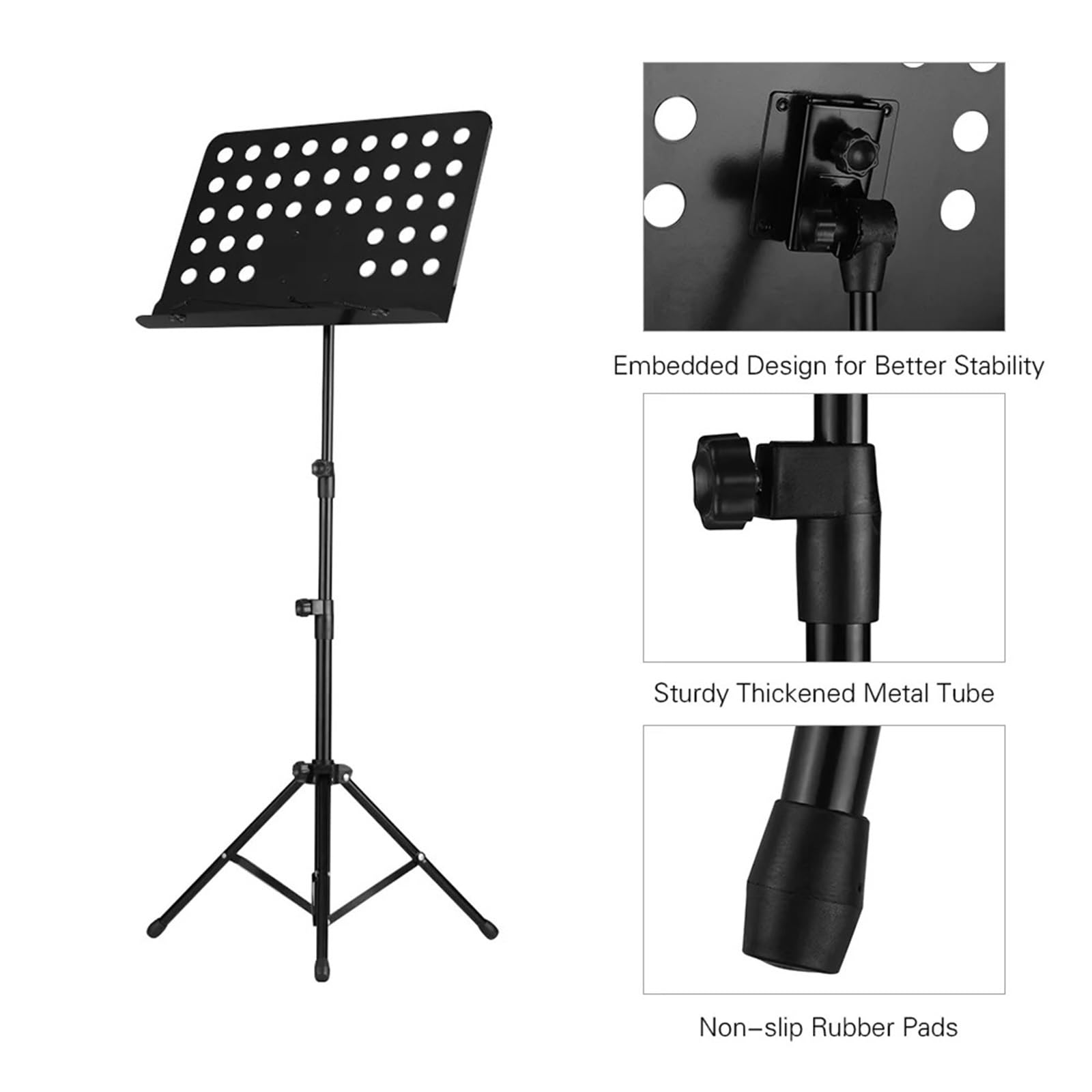 Supporto for spartiti Pieghevoli, Supporto for treppiede in Lega di Alluminio, Supporto for spartiti Pieghevole for Chitarra, Violino, Pianoforte per Instrumentalauffuhrungen(Black)