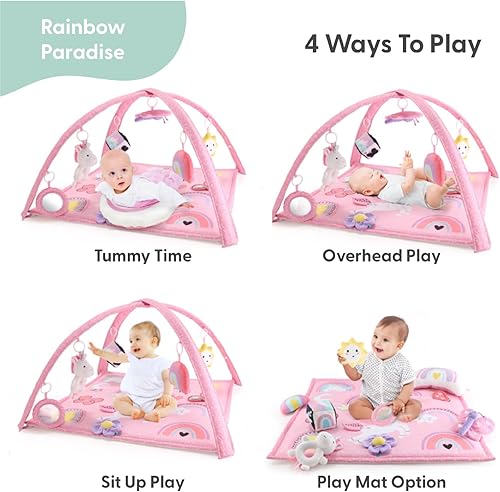 Miniatura 2 de The Peanutshell Gimnasio de juego para bebé niña y tapete de juego 7 en 1, tapete de juegos para bebés de 0 a 6, 6 a 12 meses, tapete con juguetes