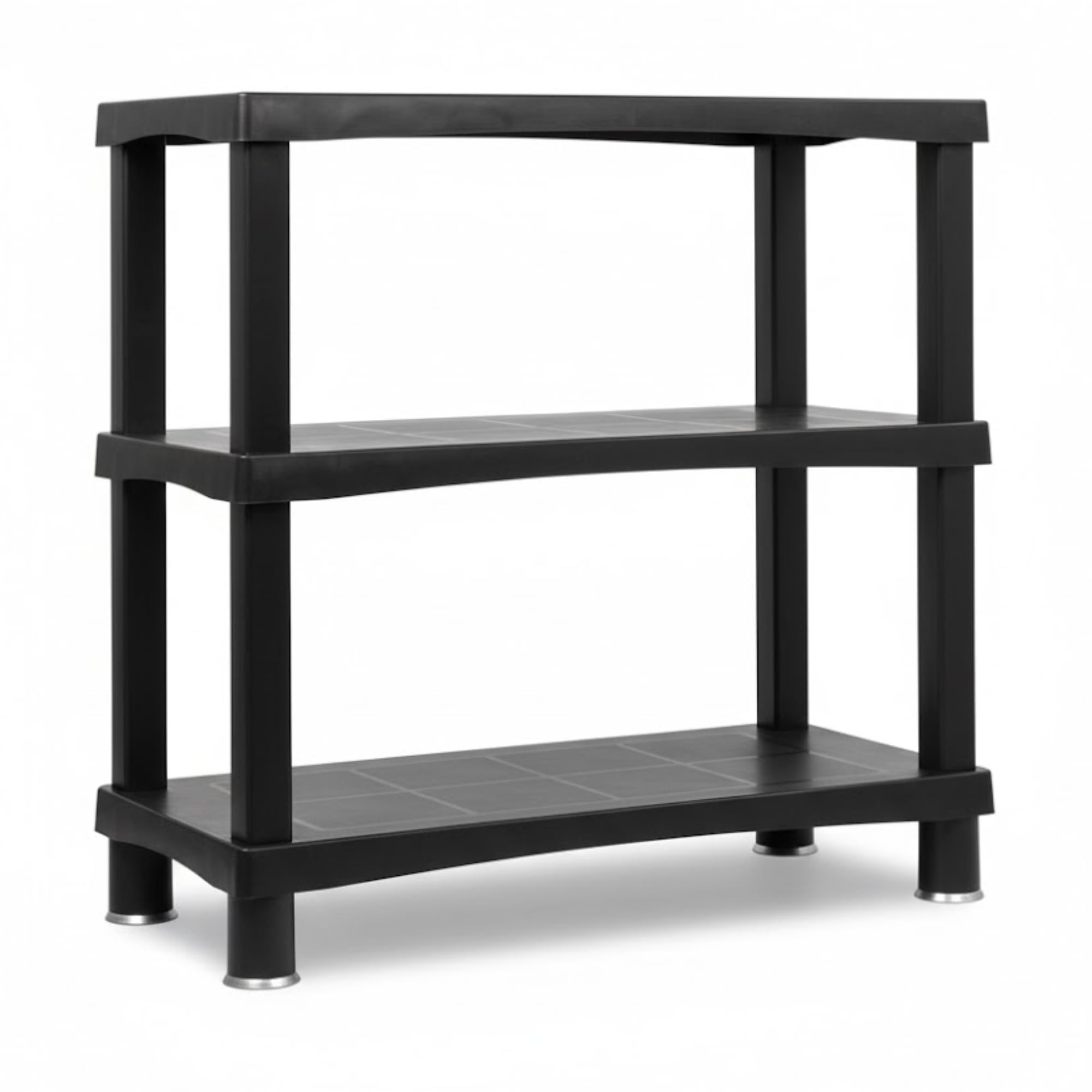 KYY'Z Heavy Duty Plastic Shelving Unit, 3/4/5 Tier Storage Racking for Garage, Home, or Utility Room, Push Fit Assembly, No Tools Required, 25kg Per Shelf Capacity, H135 x W80 x D40cm (1, 3 Tier)