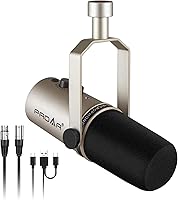 Vista 9 de Micrófono dinámico XLR/USB, micrófono de computadora de PC para podcasting, grabación vocal, transmisión en vivo, juegos y voz en off, kit de Negro