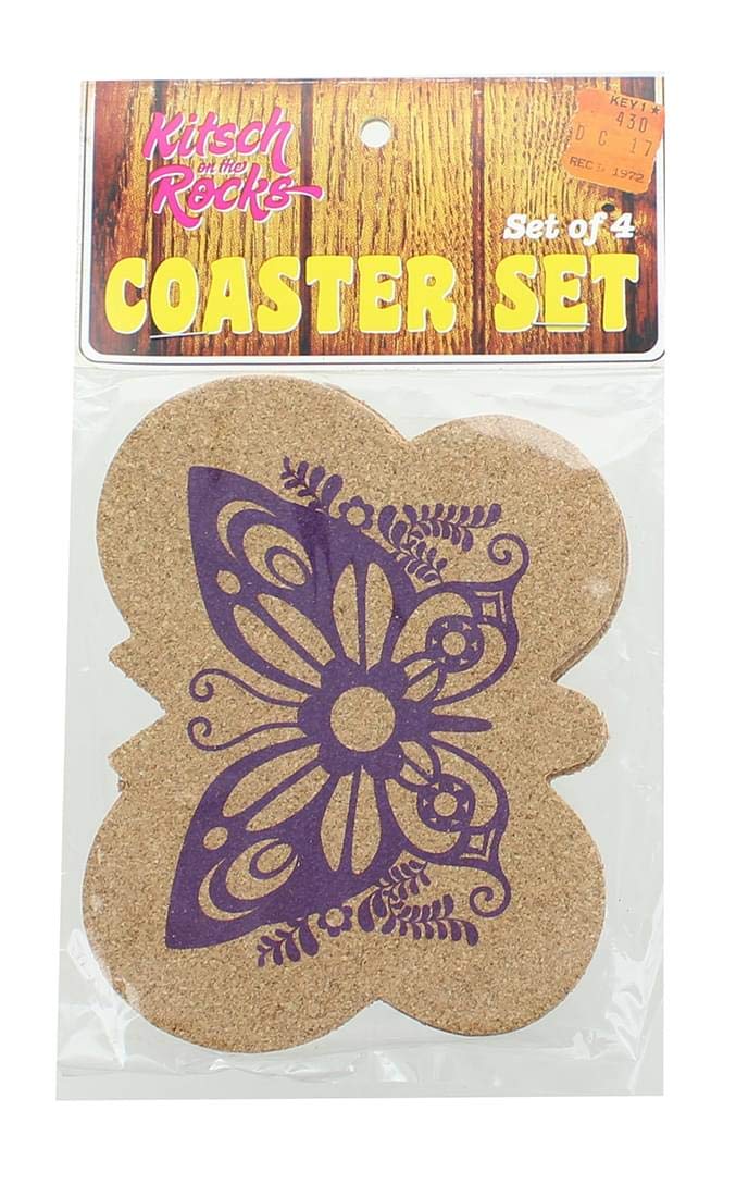 Kitsch on The Rocks Retro Cork Coaster Set - Super Fly - Set of 4