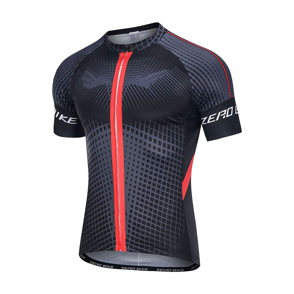 ZEROBIKE Men's Cycling Jersey Short Sleeve Quick Dry Breathable Full Zip Shirts Sportswear Clothing Bike Tops Quick Dry