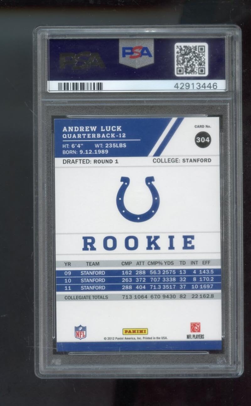 2012 Panini Score #304 Andrew Luck ROOKIE RC PSA 10 Graded Football Card NFL Baltimore Colts Scrambling