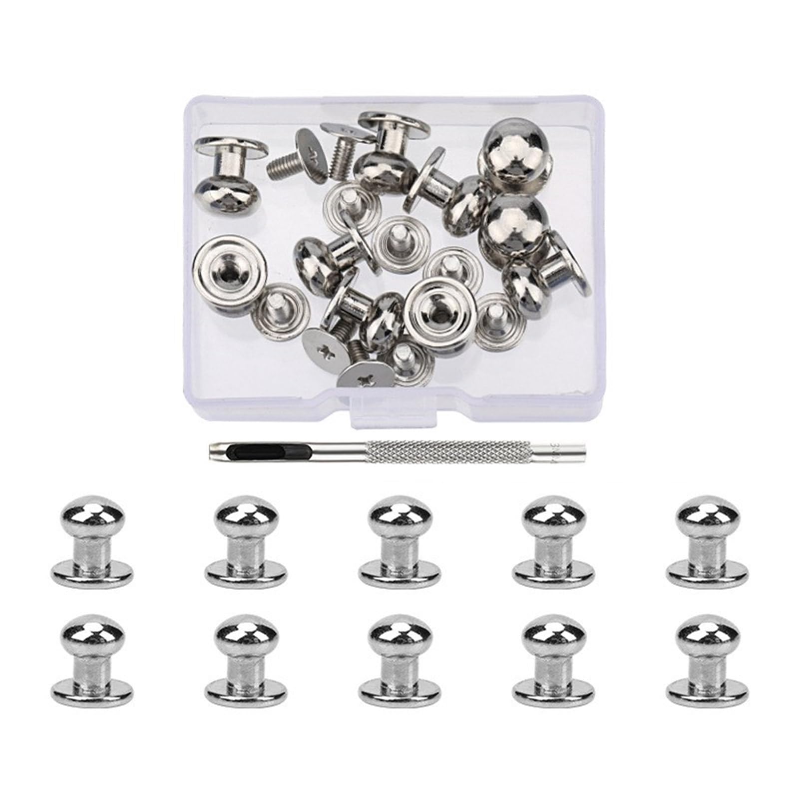 ZWWAAZHF Round Head Button Studs, 4MM 7MM 8MM Round Head Button Studs for Leather Shoe Belt Bag Watchbands Dog Collar Clothing Sewing Supplies