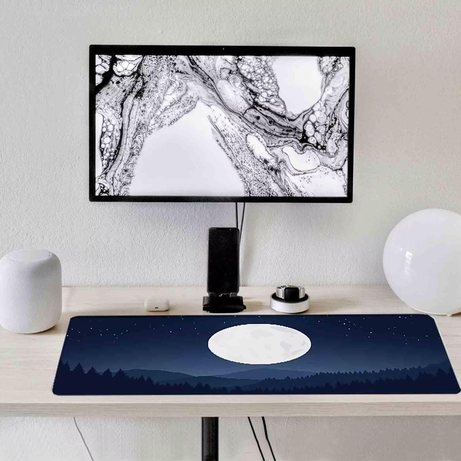 Szara podkładka pod mysz Księżyc XXL podkładka pod mysz 1000 x 500 mm ze zszytymi krawędziami i gumową podstawą antypoślizgowa podkładka pod mysz XXL do gier, laptopa, akcesoria biurowe c2403