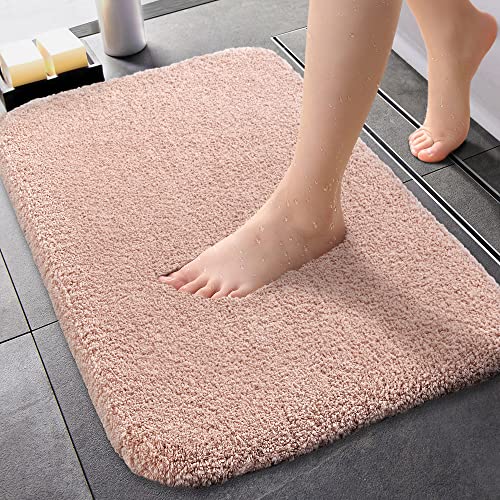 ZARCKER Tapis de Bain, Tapis de Salle de Bain Antidérapant 40 * 60CM, Tapis de Bain Extra Absorbant d'eau Lavable en Machine, Tapis de Salle de Bain en Microfibre Doux et Moelleux - Rose Pétale