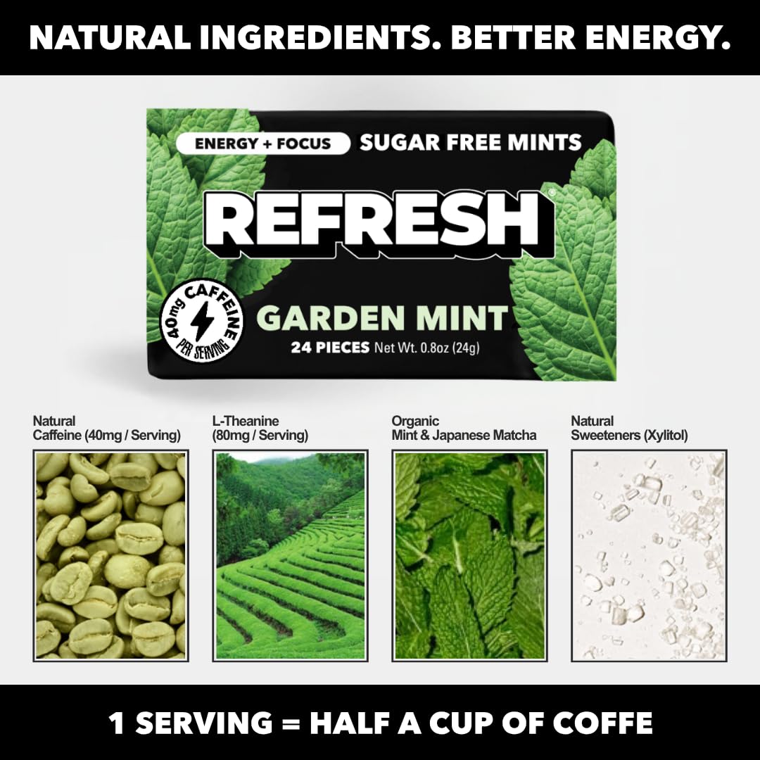 Refresh Caffeine Mints, Sugar-Free, Xylitol Garden Mint 12 Pack — Amazon image 4