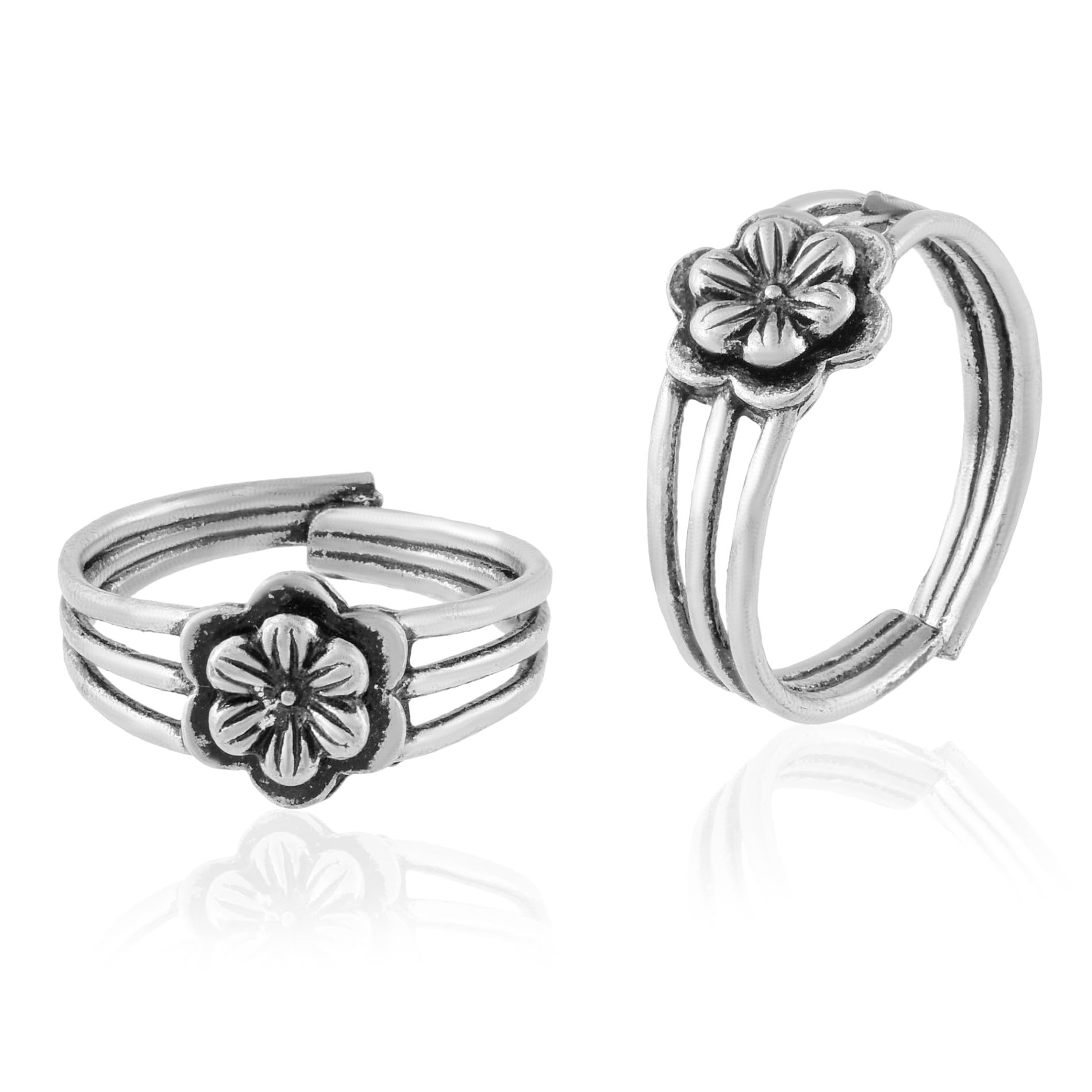 Oxidised Plated Brass Flower design adjustable Toering For Girl Women (ACTR01612)-image-30
