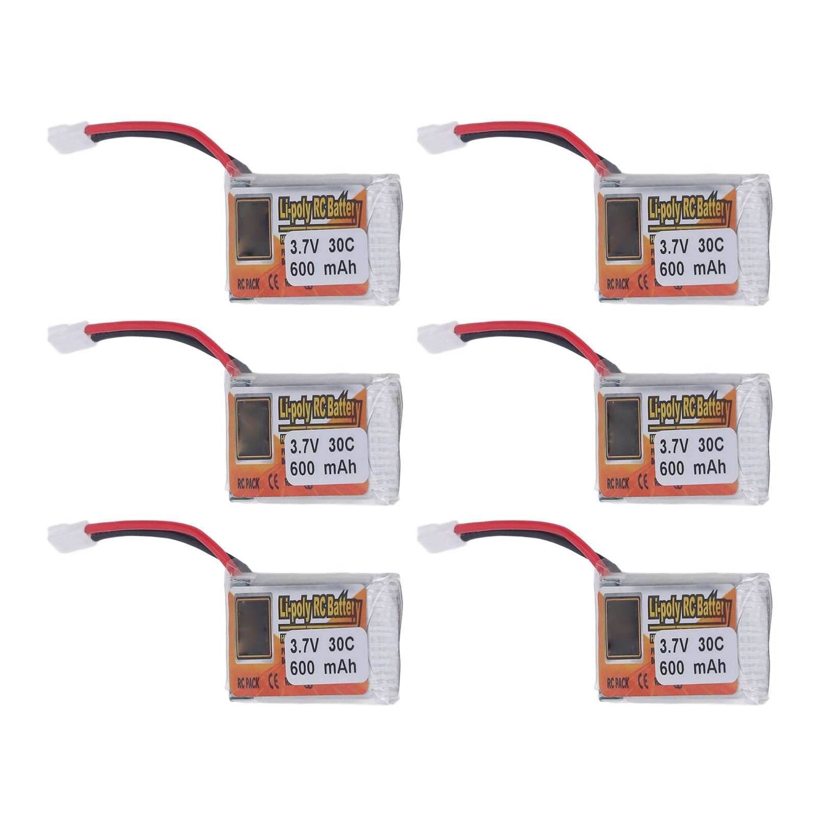 KIMISS 6pcs 600mAh 1s 30c Li PO Battery Pack 3,7 V mit XH2.54 Weißer Stecker für RC -Autos - Schnelles Lade Li Poly RC Akku