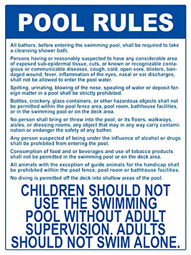 Señal Reglas de Piscina North Carolina 18x24 Pulg miniatura 1