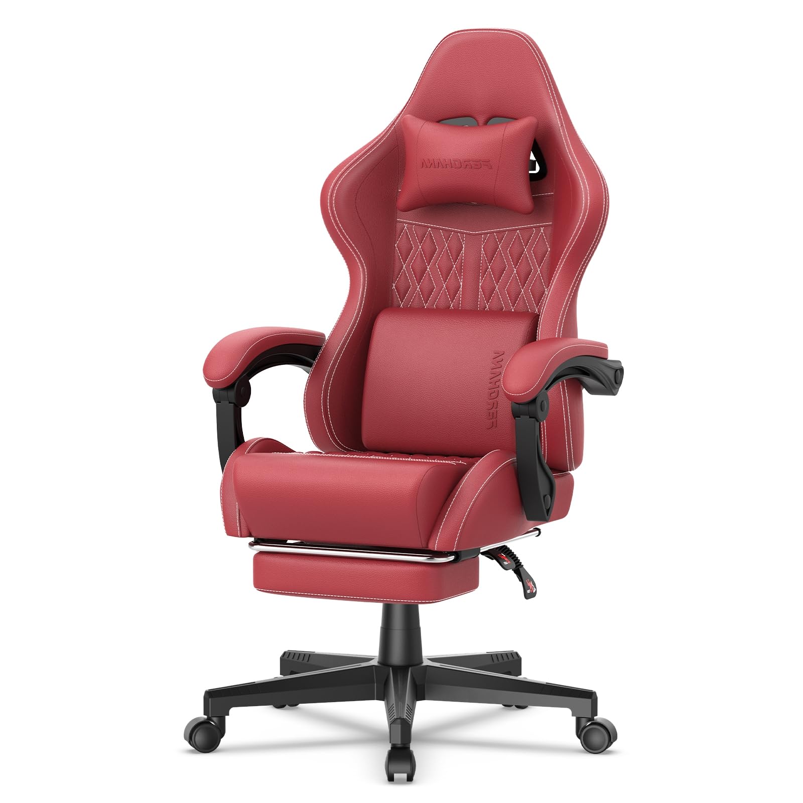 Ferghana Vintage PU Leather Gaming Chair, Ergonomic Gamer Chair with Massage, High Back Computer Office Chair with Footrest for Adults, Racing Style
