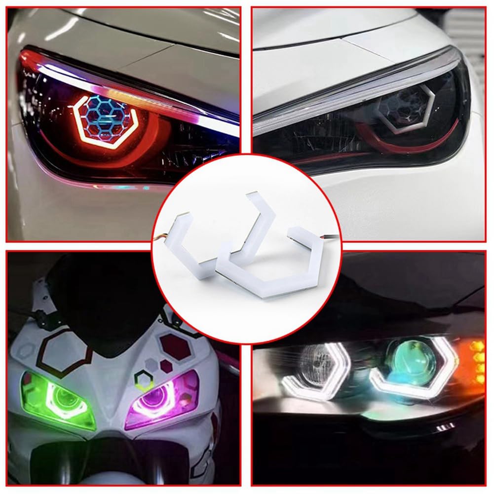 Osmond 2 Pezzi RGB Angel Eyes Rings Indicatori di Direzione Bluetooth App Controllo Auto UTV Moto DRL Luce Decorativa 70 mm