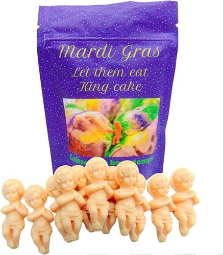 King Cake - Figura de bebé Jesús a granel en una bolsa de recuerdo temática de Mardi Gras de Nueva Orleans, paquete de 25