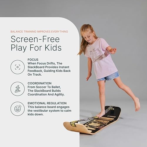 Miniatura 5 de GIBBON SlackBoard - GiBoard Balance Board - Gift for Kids & Adults - 1 & 2 Line Options - Slackline Balance Trainer for Core Workouts, Standing Desk